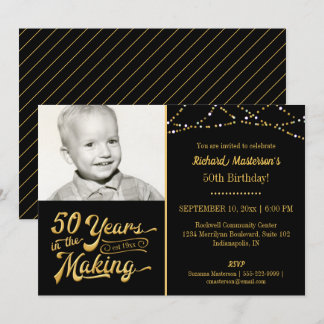 50. Geburtstag 50 JAHRE IM MAKING Black & Gold Einladung