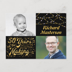 50. Geburtstag 50 Jahre im Making (Dann & Jetzt) Einladungspostkarte