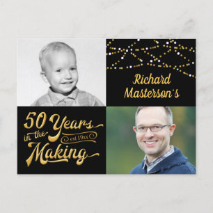 50. Geburtstag 50 JAHRE IM MAKING (Dann & Jetzt) Einladungspostkarte