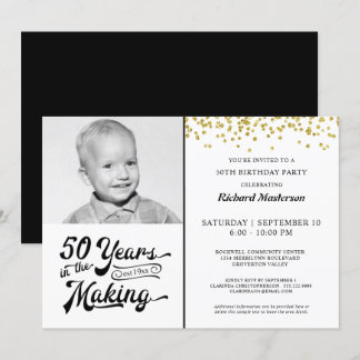 50. Geburtstag 50 JAHRE IM MAKING Gold Confetti Einladung