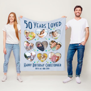 50. Geburtstag 50 Jahre Liebe Foto Collage Fleecedecke