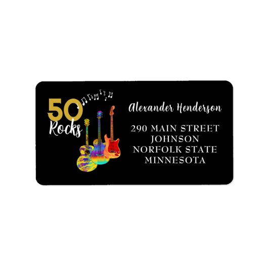 50. Geburtstag 50 Rocks Adressaufkleber (Vorne)
