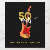 50. Geburtstag 50 Rocks Gitarre Personalisiert Weinetikett (Einzelnes Label)