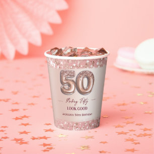 50. Geburtstag 50 sieht gut aus Roségold Pappbecher