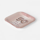 50. Geburtstag 50 sieht gut aus Roségold Pappteller (Gewinkelt)