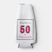 50. Geburtstag 50 und fabelhaft rosa Blüte Flaschenkühler (Vorderseite)