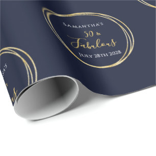 50. Geburtstag 50 und fabelhafte Navy Gold Geburts Geschenkpapier