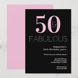 50. Geburtstag 50 und fabelhaftes Black Pink Party Einladung