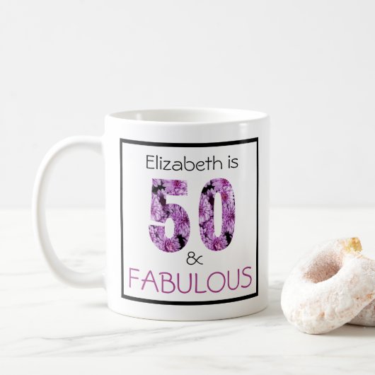 50. Geburtstag 50 und Fabelhaftes Chrysanthemum Kaffeetasse (Mit Donut)