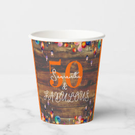 50. Geburtstag 50 und fabelhaftes farbenfrohes Par Pappbecher