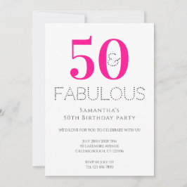 50. Geburtstag 50 und fabelhaftes Hot Pink Party Einladung