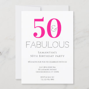 50. Geburtstag 50 und fabelhaftes Hot Pink Party Einladung