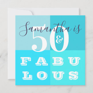 50. Geburtstag 50 und fabelhaftes Modernes Aquamar Einladung