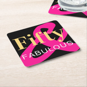 50. Geburtstag 50 und fabelhaftes schwarzes Gold P Rechteckiger Pappuntersetzer