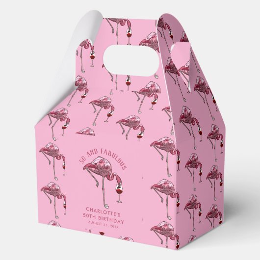50. Geburtstag 50 und Fabulous Flamingo Custom Geschenkschachtel (Vorderseite)