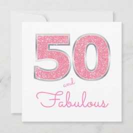 50. Geburtstag 50 und herrlicher Girly Pink Glitze Einladung