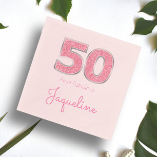 50. Geburtstag 50 und herrlicher Girly Pink Glitze Serviette