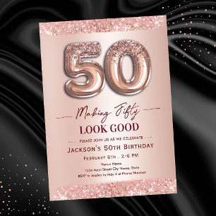 50. Geburtstag 50 zu gutem Aussehen Rose Gold Einladung