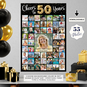 50. Geburtstag 55 Foto-Collage Prost auf die Jahre Poster