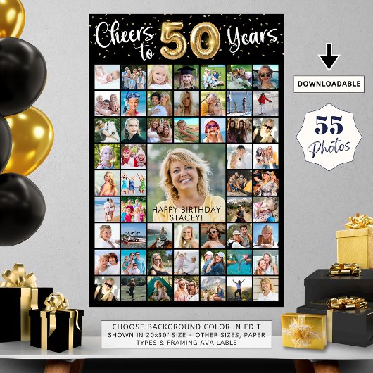 50. Geburtstag 55 Fotocollage jubelt auf Jahre Poster