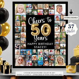 50. Geburtstag 57 Foto Collage Cheers to 50 Years Poster