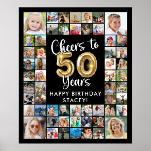 50. Geburtstag 57 Foto-Collage Prost auf 50 Jahre Poster