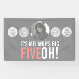 50. Geburtstag 5 Fotos graue Korallenbanner Banner