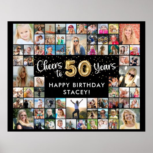 50. Geburtstag 68 Fotocollage freut sich auf 50 Ja Poster (Vorne)