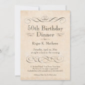 50. Geburtstag Abendessen Party trinken und FÜNFZI Einladung (Rückseite)