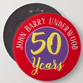 50. Geburtstag Abzeichen zu personalisieren. Button (Vorne & Hinten)