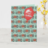 50. Geburtstag Alte grüne Briefmarke Karte (Gelbe Blume)