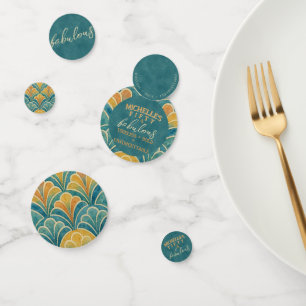 50. Geburtstag Aquamarin und Gold Art Deco Stil Konfetti