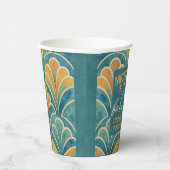 50. Geburtstag Aquamariner Art Deco Cup Pappbecher (Rechts)