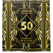50. Geburtstag Art Deco Gold Black Great Gatsby Duschvorhang (Vorderseite)