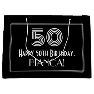 50. Geburtstag — Art Deco Inspiriert Look "50" & N Große Geschenktüte