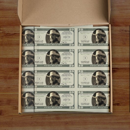 50. Geburtstag auf 50 Dollar Seidenpapier