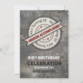 50. Geburtstag, Auftrag vollendet, Einladung (Vorderseite)