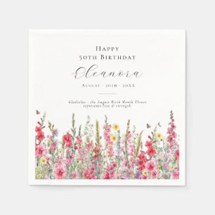 50. Geburtstag August Geburtsmonat Blume Gladiolus Serviette