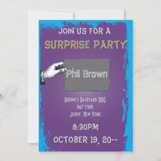 50. Geburtstag Bald Man Überraschung Einladung (Rückseite)