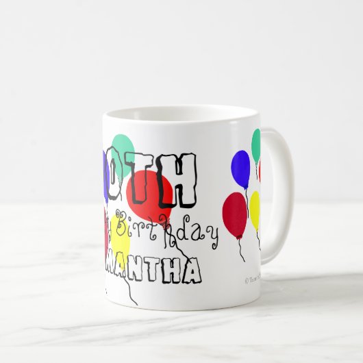 50. Geburtstag Balloons personalisierte Mugs Kaffeetasse (VorderseiteRechts)