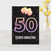 50. Geburtstag Balloons und Confetti Karte (Gelbe Blume)