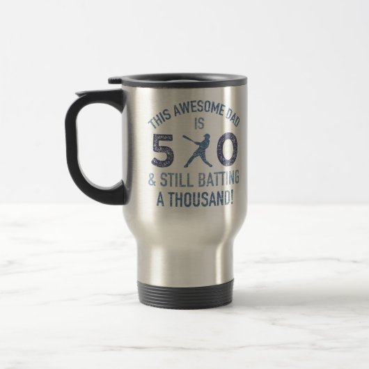 50. Geburtstag Baseball-Vater Reisebecher (Links)