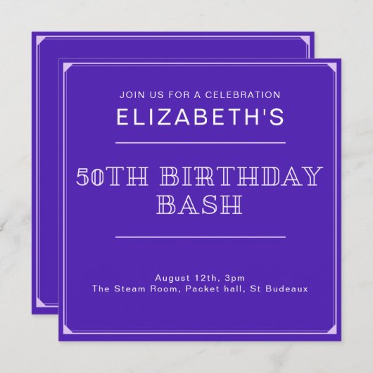 50. Geburtstag Bash Custom Einladung (Vorne/Hinten)