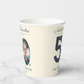 50. Geburtstag Beige & Cream Vintages Foto Pappbecher (Rechts)