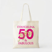 50. Geburtstag Benutzerdefinierter Name 50 und Fab Tragetasche (Vorne)