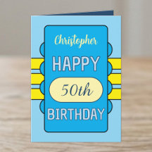 50. Geburtstag benutzerdefinierter Name blau gelb