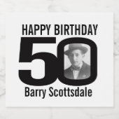 50. Geburtstag, benutzerdefiniertes Foto Bierflaschenetikett (Einzelnes Label)