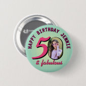 50. Geburtstag Benutzerdefiniertes Foto Retro Pers Button (Vorne & Hinten)