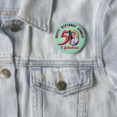 50. Geburtstag Benutzerdefiniertes Foto Retro Pers Button (Beispiel)
