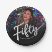 50. Geburtstag benutzerdefiniertes Foto Silberfarb Pappteller (Vorderseite)